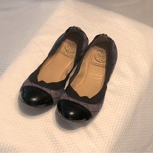 Tory Burch Cap Toe Navy Blue Ballet Flats